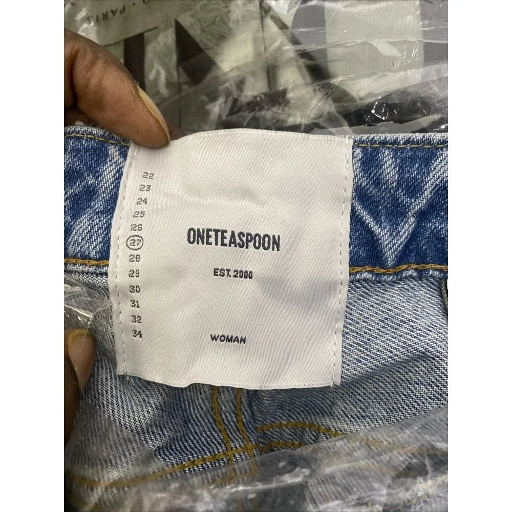 One Teaspoon Awesome Baggies Jeans Light Wash Denim Distressed Kansas Blue Sz 27